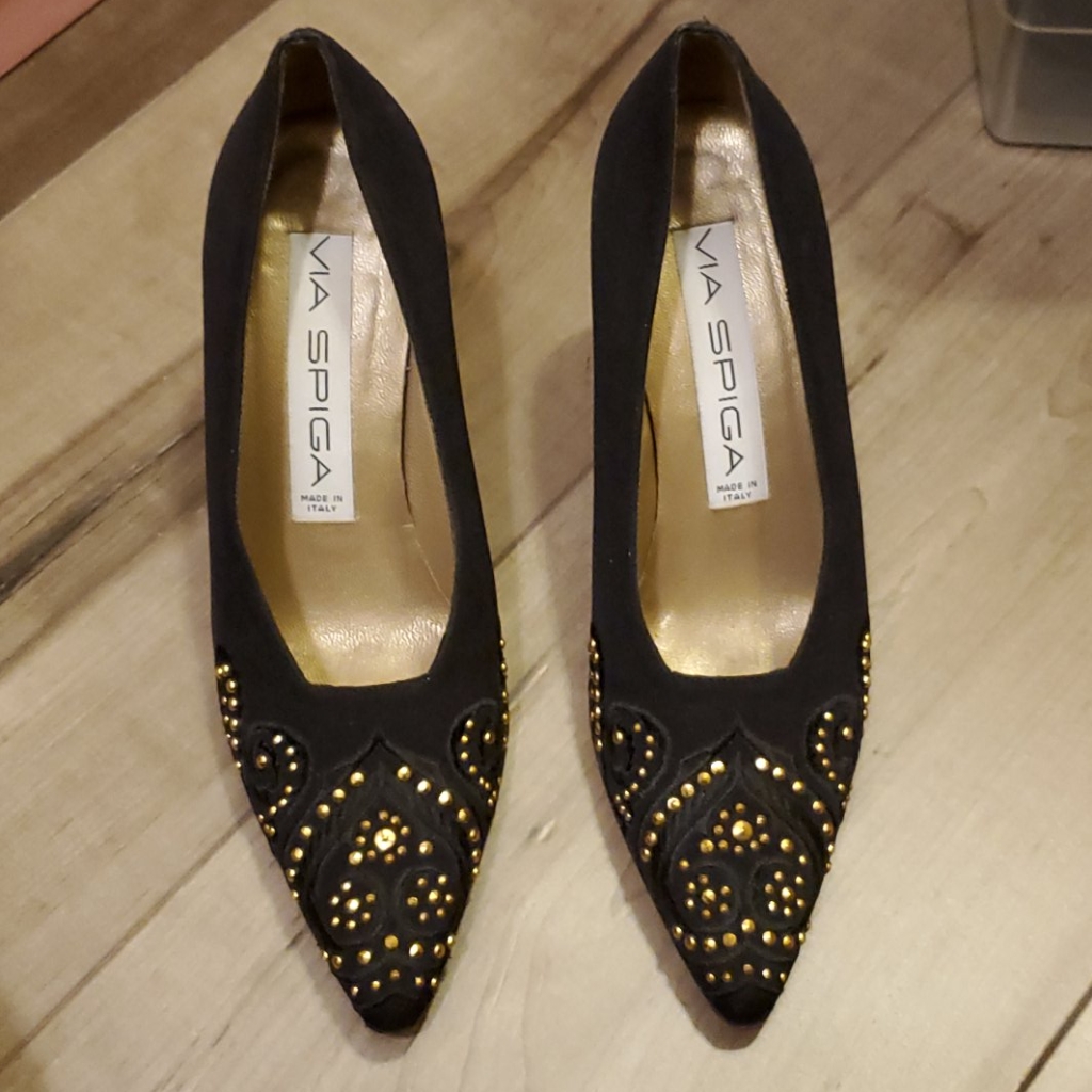 Gold And Black Pumps